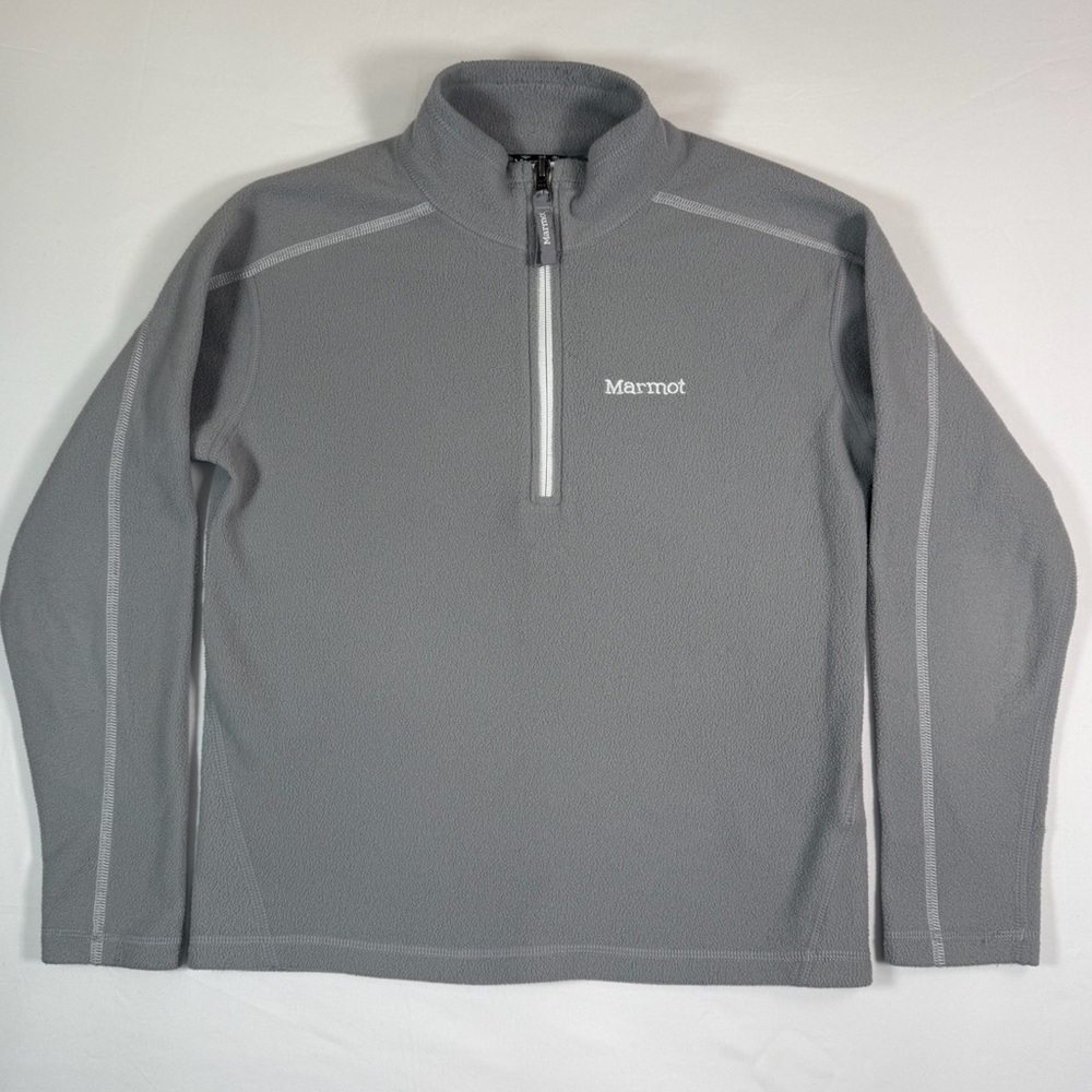 MARMOT Youth Unisex Kids Light Grey Fleece Quarter Zip Jacket Outdoor Gorpcore L